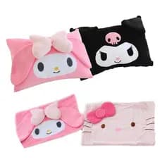 Toalha de lã macia e espessa de dupla face com estampas de desenhos animados: Hello Kitty, My Melody, Kuromi, Little Twi