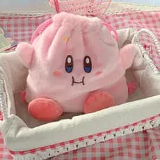 [GrandLarge] Bolsa de armazenamento fofa, estrela rosa, Kirby, brinquedo de pelúcia, bolsa de maquiagem, bolsa portátil