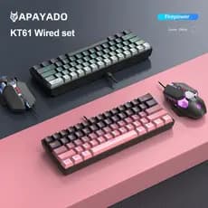 APAYADO KT61 Combinação De Teclado E Mouse Com Fio 61 Teclas Gradiente Mini Mecânico Full N-Key Rollover Para Jogos Retr