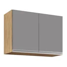 Armário Aéreo 80cm 2 Portas Califórnia Castanho/Cinza - Lumil Móveis