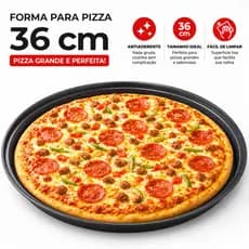 Forma de Pizza 36cm Antiaderente Assadeira Redonda para Forno Fácil Limpar