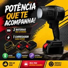 Soprador De Ar Turbo para Carros  Folhas Pó Portátil 2 Baterias Recarregável