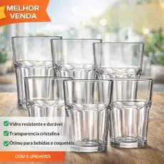 Jogo de Copos Altos 310/350/430ML Vidro Grosso Premium – Resistentes e Elegantes