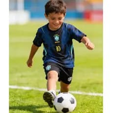 Conjunto de futebol Juvenil Infantil Unissex Camiseta e Shorts  Amarelo - Azul - LANÇAMENTO