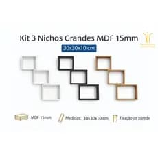 Kit 3 Nichos Grandes 30x30 MDF
