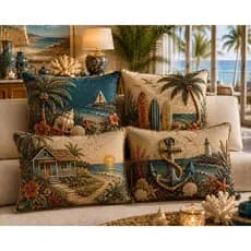 Kit Capas Almofadas 45x45 4 peças ESTAMPADA Praia Exclusiva ENVIO IMEDIATO
