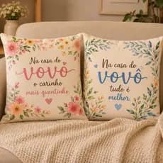 2 Capas de Almofadas Dia dos Avos 45x45 - Estampada Decoração Sala