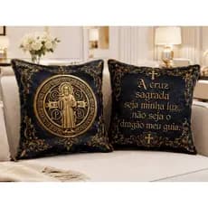 Kit 2 Capas de Almofadas São Bento Santo 45x45 - Estampada Decoração Sala