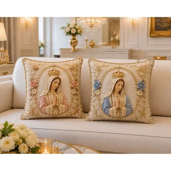 2 Capas de Almofadas Nossa Senhora MARIA 45x45 - Estampada Decoração Sala