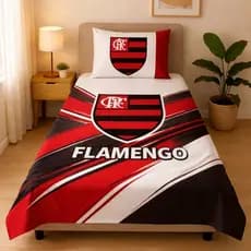 Lençol Solteiro Time de Futebol + Fronha – Jogo de Cama Torcedor Brasileirão Infantil e Adulto | Estampas Variadas