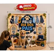 Painel Fundo Fotográfico Dia dos Pais Pet Cenário Sublimado Em Tecido 1,20x1,70m