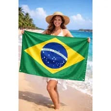Canga Brasil Saída de Praia Verde Amarela | Bandeira do Brasil Copa Carnaval