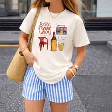 Camiseta Feminina Masculina Estampada Bora Tomar uma Beer  100% Algodão Premium Unissex