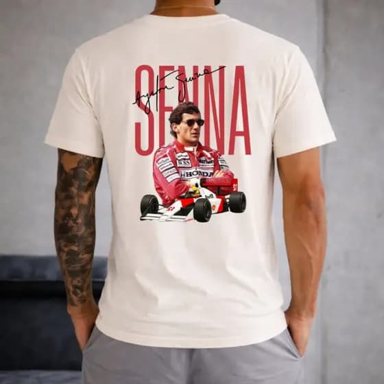Camiseta Masculina Básica Estampa Ayrton Senna 100% Algodão F1 Premium Promoção