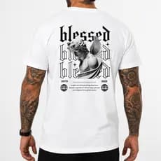 Camiseta Masculina Blessed 100% Algodão Estampada Casual Premium Fio 30.1