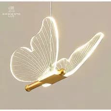 Luminária Pendente Borboleta Cristal Acrílico Lustre Lavabo Cabeceira Mesa Hall Espelho