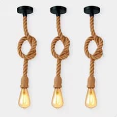 Pendente Corda Rústico 1M 1,5M 2M Bocal E27 Bivolt Pendente Retrô Corda Sisal