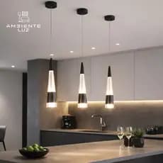 Pendente lustre minimalista cone Acrilico preto ou Dourado para quarto sala  balcão lavabo
