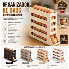 Porta Ovos Organizador Geladeira 4 Andares Rolante Suporte Dispenser para até 30 ovos Gaveteiro