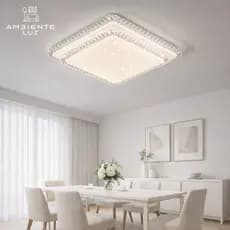 Luminária Teto Plafon Led Sobrepor Efeito Cristal Céu Estrelado Brilhante 3 Cores Borda Infinita