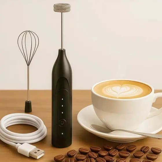 Batedor Misturador Mixer Elétrico Para Bebidas Leite Café Clara de Ovo 2 em 1 Recarregável Portátil