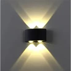 Arandela Preta Olho de Boi com 4 focos  em Led com Luz Quente 3500K IP66, salas de estar e jantar, hall.