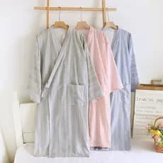 Homens mulheres camisola primavera verão outono Homewear terno casal puro algodão gaze pijamas vestir Robe suor roupas a
