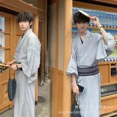 Homens quimono tradicional Samurai Robe estilo japonês casa roupão masculino feminino quimono escrever fotografia roupas