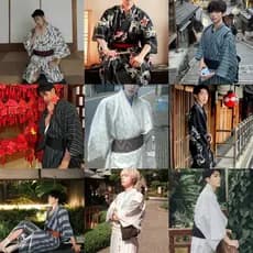 Tradicional masculino quimono Yukata Robe Samurai foto genuíno quimono masculino japonês cos roupas fotografia MWDT