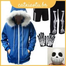 Undertale Sans Skull Cosplay Casaco De Jogo Capuz Azul Camisola