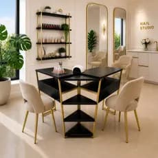 Mesa em L Profissional + Prateleira Para Manicure Top
