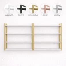 Estante Suspensa MDF 100% 4 Prateleiras Metalon Organizador Sala Cozinha Banheiro