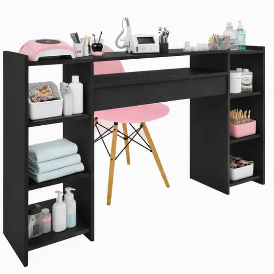 Mesa Moderna 100% MDF com Nichos – Perfeita para Escritório, Estudos ou Cantinho da Beleza
