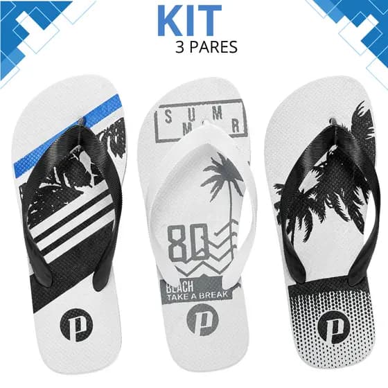 Kit 1,2 e 3 Pares Chinelo Masculino Macio Confortavél