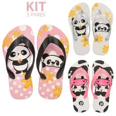 Kit Chinelo Infantil Verão Estampado Macio
