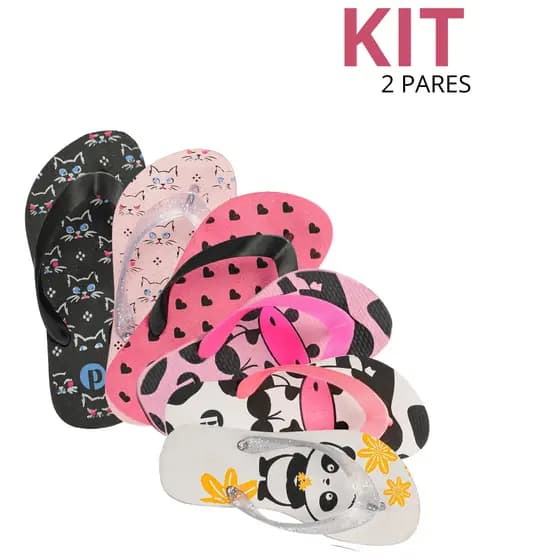 Kit Chinelo Menina Confortável Passeio