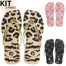 Kit Chinelo Leve Feminino Casual Macio Verão