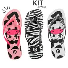 Kit Chinelo Feminino Antiderrapante Casual Flexível Leve