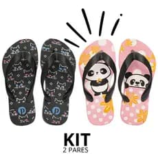 Kit Chinelo Menina Infantil Estampado Verão