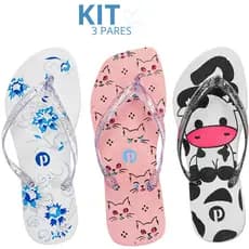 Kit Chinelo Feminino Leve Macio Confortável
