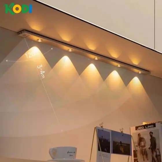 Luz de LED para Armário com Sensor 60cm Ultra Fina, 3 Cores Ajustáveis, Recarregável, Magnética Sem Fio - F9