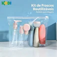 Kit Viagem 6 Peças - Frascos para Shampoo Condicionador Creme Sabonete e Perfume | Prático e Leve para Viagem e Avião-S1