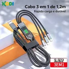 Cabo 3 em 1 Liga de Zinco 100W 6A Super Rápido USB Tipo C Lightning Micro para Celulares-A1