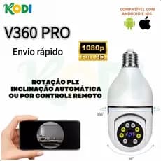Câmera Segurança 360° Wifi 2.4G Infravermelho Prova D’água App V360 Pro-G4