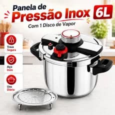 304Panela de Pressao Inox 6L 7L 10L 100kPa com Cesto de Vapor