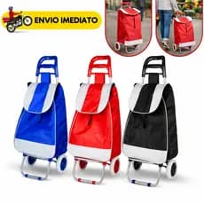 Carrinho De Compras Com Rodas Multiuso Feira Supermercado Reforçado Dobrável Sacola Bolsa Térmica Suporta 30kg Colorido