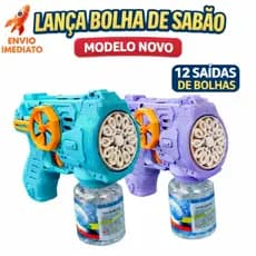 Brinquedo Automático 12 Furos Máquina Arminha Pistola Lança Bolha  Sabão Luz Led Infantil Diversão Crianças Presente