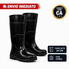 Bota Galocha Pvc Cano Longo Preta Impermeável Antiderrapante Pesca Limpeza Chuva Moto Jardim