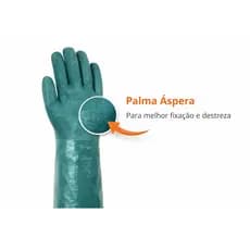 Luva de PVC Forrada Palma Áspera 35 cm Plastcor CA 34570