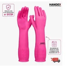 Kit Luva Latex Cano Longo Rosa Pink Ranhurada 1 2 Ou 4 Pares Limpeza Jardinagem Tira Pelo Pet Epi